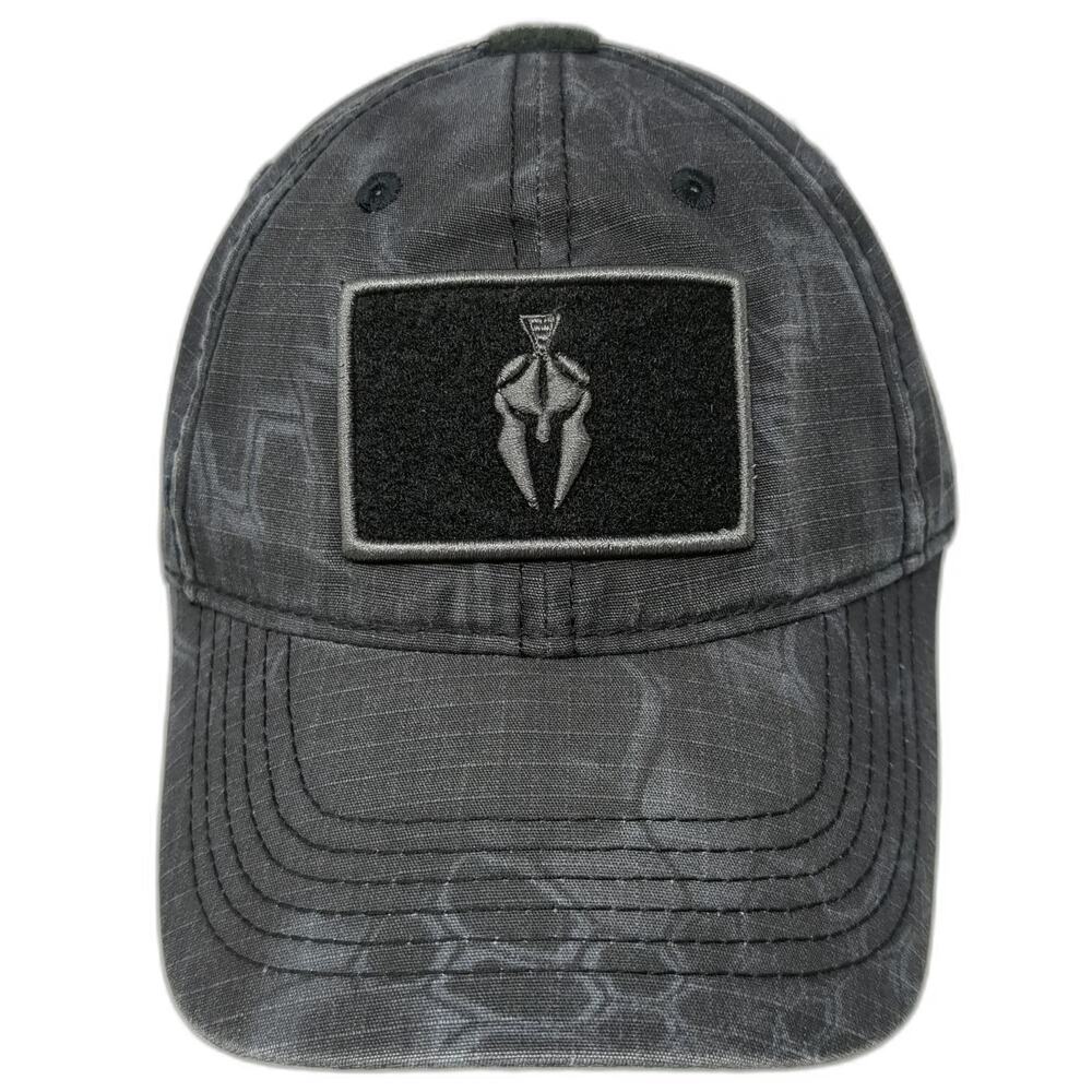 Kryptek Baseball Cap Gray One Size Typhon Camo Spartan Patch Strapback Hat